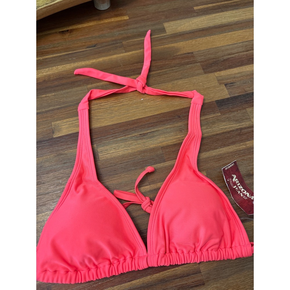 Arizona Jean Co Bikini Top Women Small Pink NWT Halter Triangle Tropical Coral